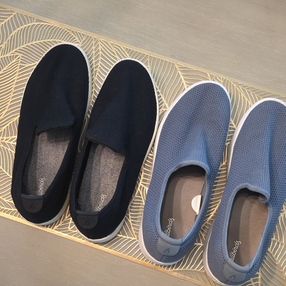 Allbirds Slip-On Sneakers in Black and Blue Gray Bundle Price For The 2 Pairs